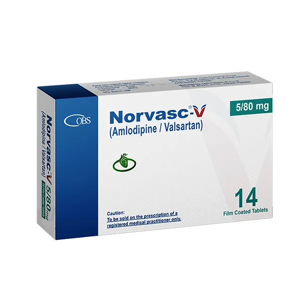 Norvasc-V Tablets 5Mg/80Mg (1 Box = 14 Tablets)