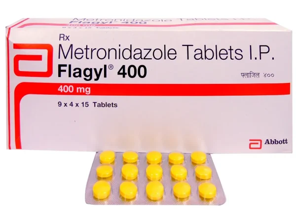 Flagyl metronidazole product packaging for oral antibiotic listing