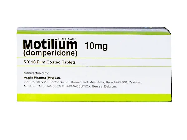 Motilium domperidone tablets 3x20s pack box front view