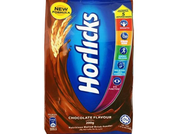 Horlicks 200g chocolate powder pack front product image